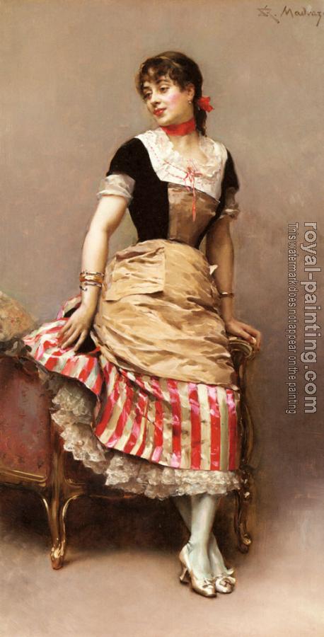 Raimundo De Madrazo Y Garreta : A Portrait of Aline Masson Leaning on a Sofa